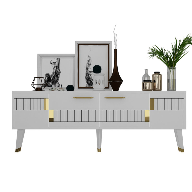 Olivia Unfinished TV Stand for TVs up to 70", White