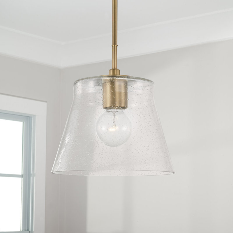 1 - Light Single Pendant, Aged Brass