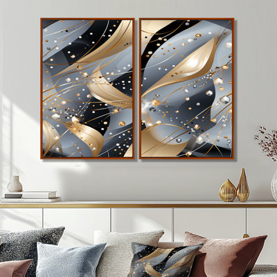 Gris et diamant doré, paillettes glamour - art mural doré