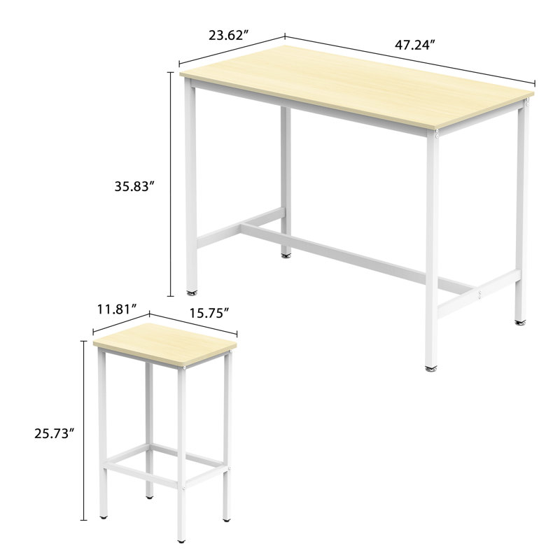 Loughborough 2 - Person Four Leg Dining Set, Yellow, White/Yellow, White