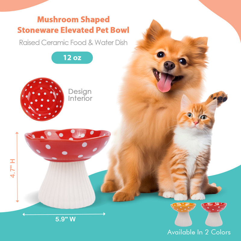 P.t. Bol surélevé en forme de champignon pour animaux Pet Co., Rouge