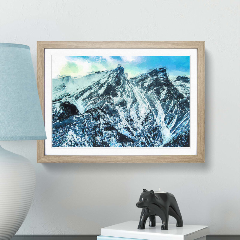 Mountain Tops in Canada in Abstract - Picture Frame Graphic Art Print, 27cm H x 36cm W x 2cm D, Oak Framed