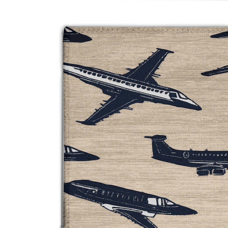 Transportation Beige Indoor and Outdoor Area Rug, Rectangle 8' x 10'