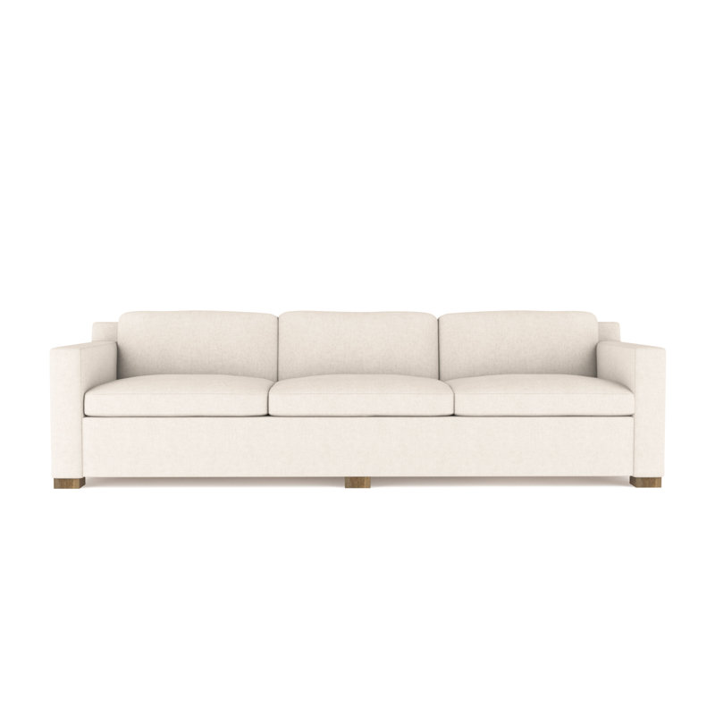 Mercer Track-Arm Extra Long Sofa, 33.5" H x 120" W x 44" D, Plush Velvet Alabaster, Weathered