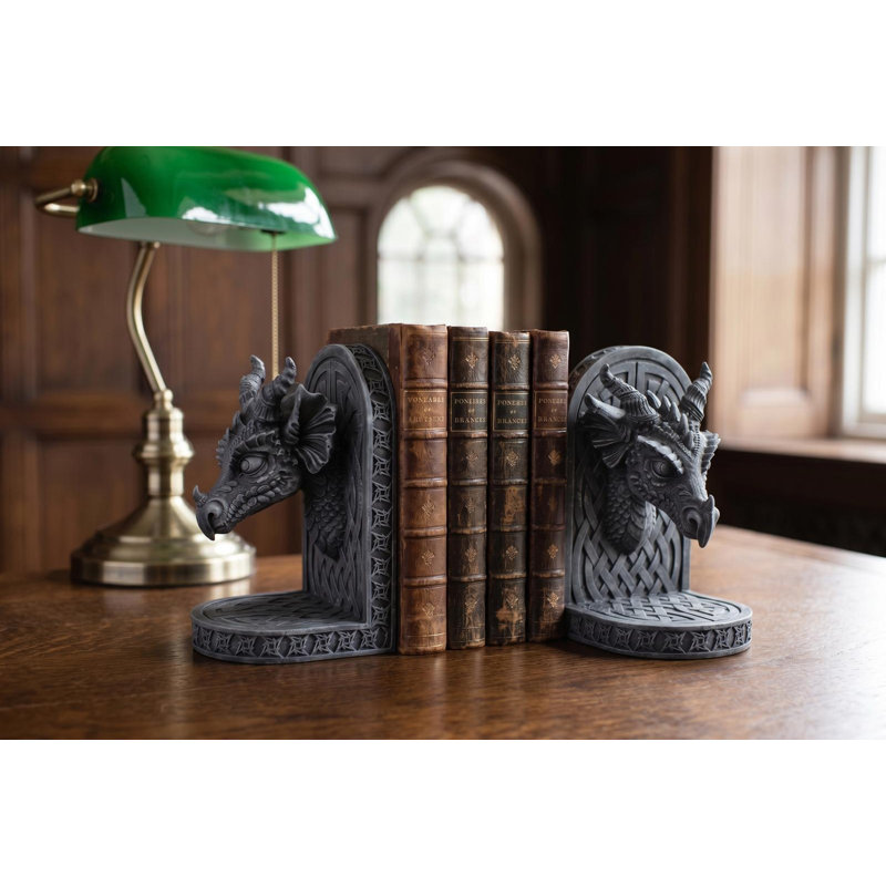 Gray Friar Dragon Statue Bookends