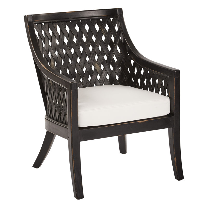 Baumbach 25.25" Wide Cotton Armchair, Antique Black