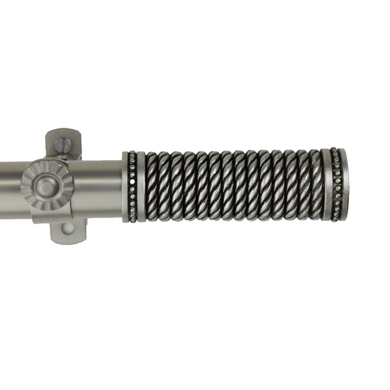 Tringle à rideaux simple à baie vitrée ajustable de 28 po à 48 po Joslyn, Nickel satiné, 18 po à 28 po (chaque côté)