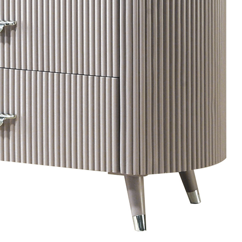 Commode haute 5 tiroirs avec plateau Gema, gris clair