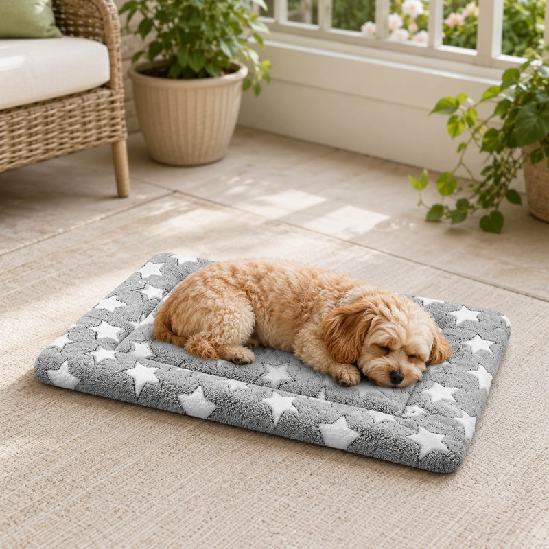 Reversible Dog Bed Mat with Washable Crate Pad Design