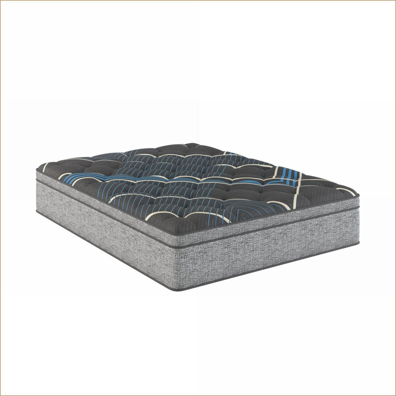 Mattresses, Restonic Comfort Care 15" Euro Top Hybrid Mattress - Plush Comfort, Individual Pocketed Coils | Grey+Blue | Foam