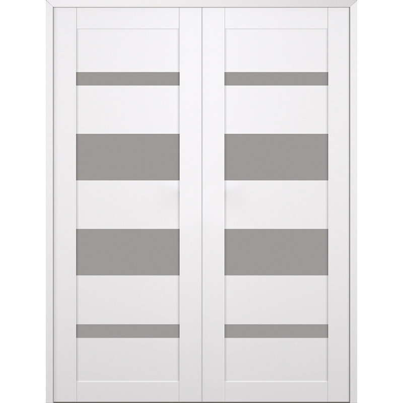 Porte standard à panneaux en bois manufacturé massif préfini Mirella, Réversible, 59,5 po x 95,24 po