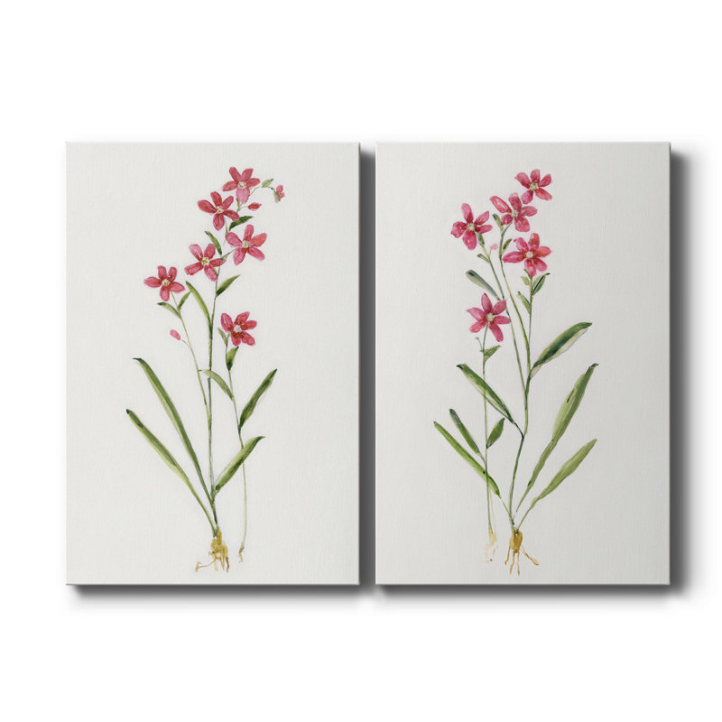 Delicate Pink I - ensemble d'art textuel sur toile tendue 2 pièces, H 18 po x l 24 po x P 1 po