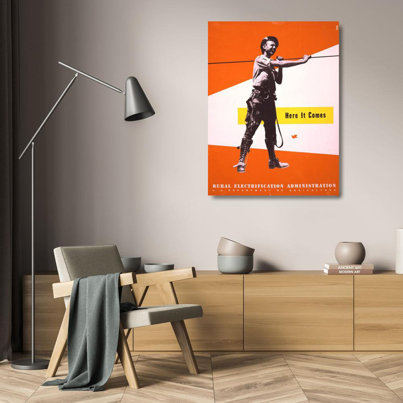 "Here It Comes", Lester Beall - Art mural sur toile tendue, H 24 po x l 17 po