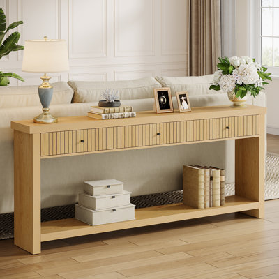 70.9 Inch Wood Console Table Long Sofa Table with 3 Drawers by Gracie Oaks