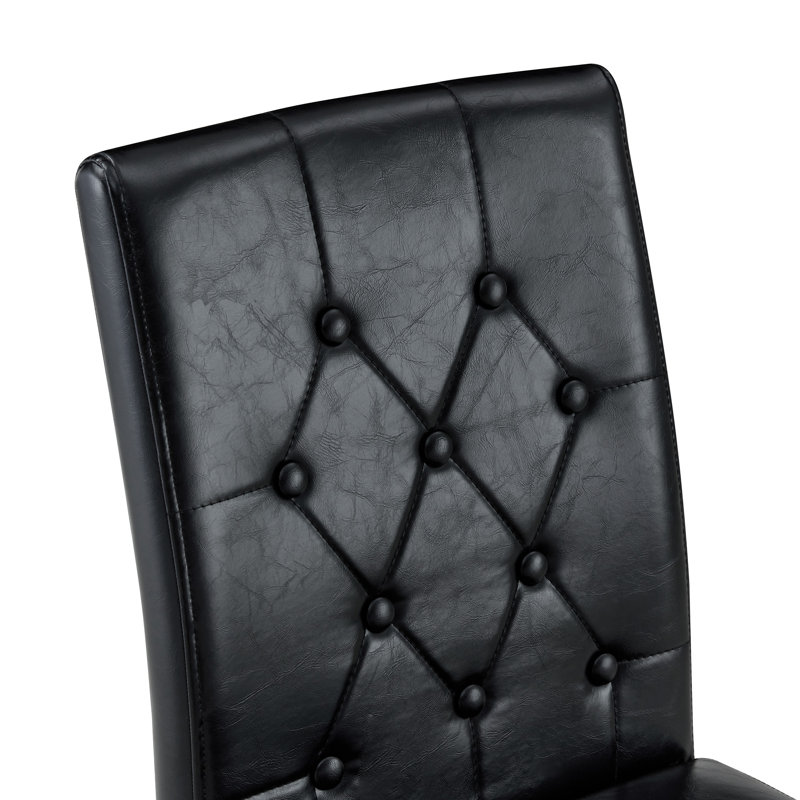 Chaise de salle à manger moderne avec dossier capitonné, tissu technique et conception ergonomique, Noir, Doré