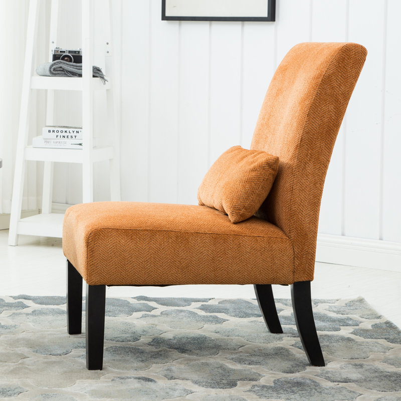 Fauteuil d'appoint sans accoudoirs avec coussin Pisano, Chenille orange