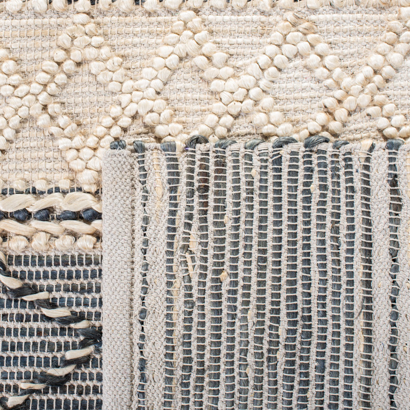 Clairvaux Natural Fiber Flat Weave Jute/Cotton Geometric Rug in Natural/Gray, Square 6'