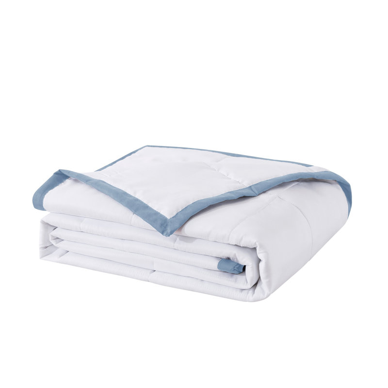 Plain Weave / Muslin Throw Blanket, Light Blue/White, Twin