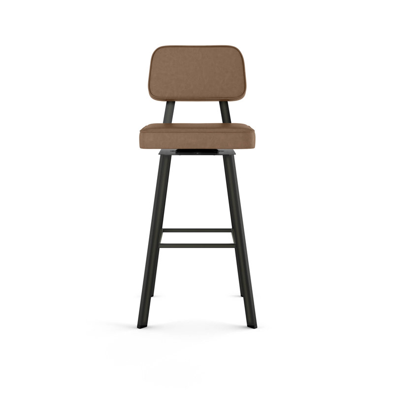 Cloran Swivel Counter & Bar Stool, Gun Metal Finish, Medium Brown, Counter Stool (26" Seat Height)