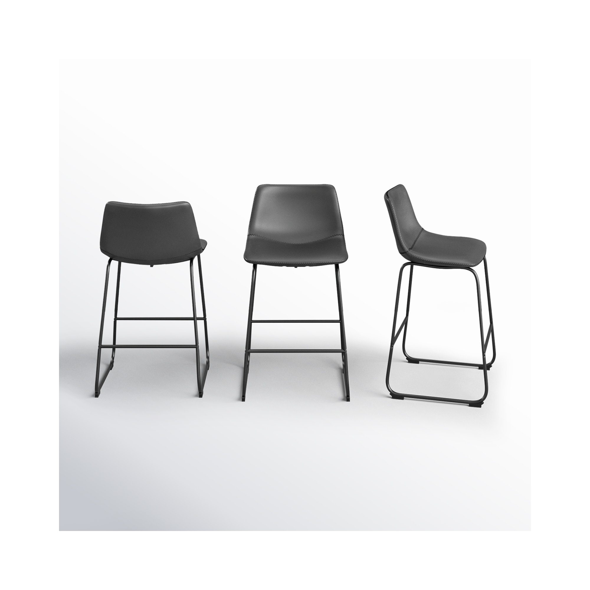 Bela Leatherette Stool, Gray Faux Leather
