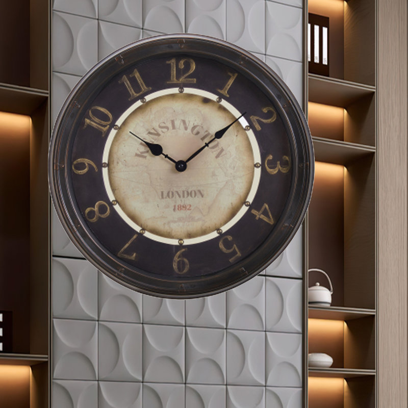 Horloge murale rétro 16 pouces, quartz silencieux sans pile