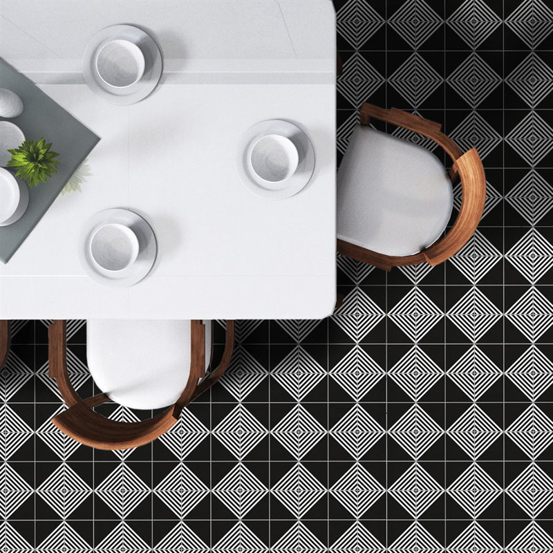 Script Stripe Negative 7.87 in. x 7.87 in. Matte Porcelain Floor and Wall Tile (11.19 sq. ft./Case), Black