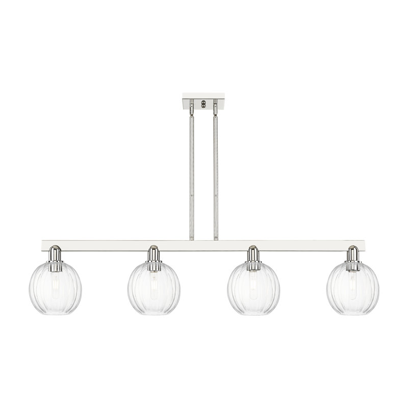 Luminaire suspendu pour îlot 4 lumières Hailsham, Clair, Nickel poli