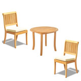 4 Seats 5 Pcs Grade-A Teak Wood Dining Set: 36" Round Table And 4 Arbor Stacking Armless Chairs #11AB0700