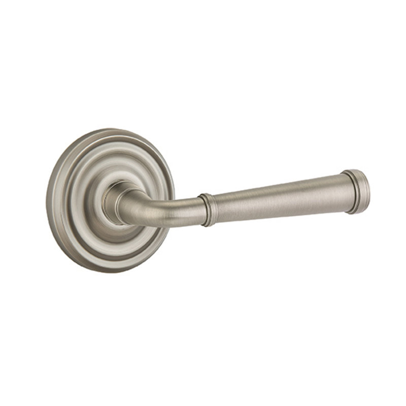 Merrimack Round Privacy (Bed & Bath) Door Lever with Round Rosette, Right, Antique Nickel