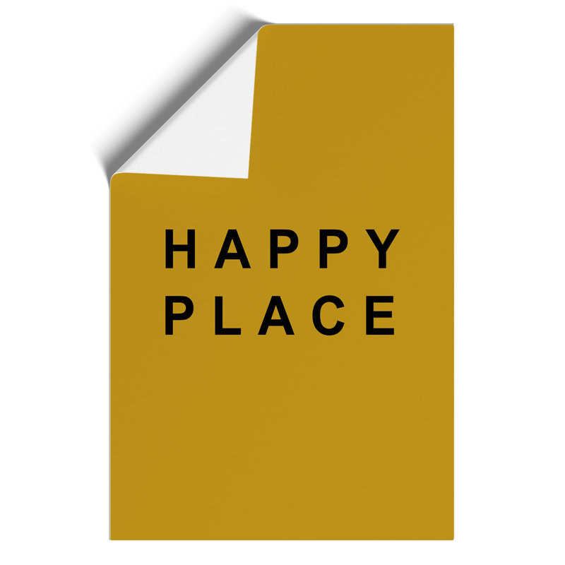 Happy Place Mustard - Frameless Print, 84cm H x 59cm W x 0.1cm D