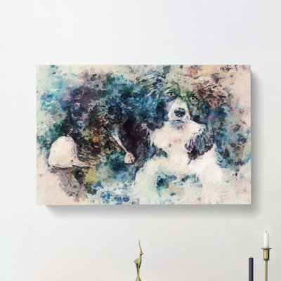 Resting Border Collie Dog In Abstract - Wrapped Canvas