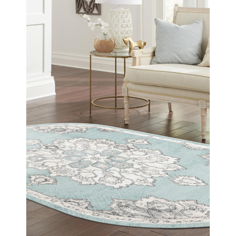 Tapis oriental oriental turquoise, Ovale 5 pi x 8 pi