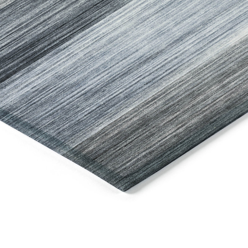 Machine Washable Indoor/Outdoor Xhevrie Denim Rug, Rectangle 2'6" x 3'10"