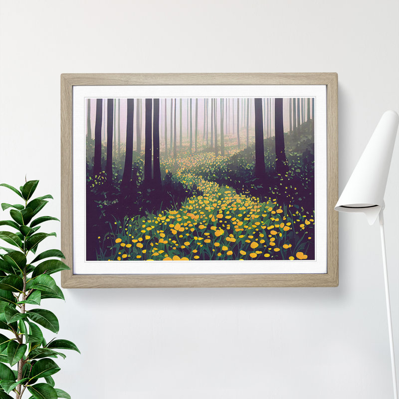 XH1022-6901X Phenomenal Spring Forest - Single Picture Frame Print, 46cm H x 64cm W x 2cm D, Oak