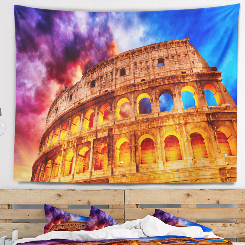 Tapis de rome italie colisée monumental, H 32 po x l 39 po