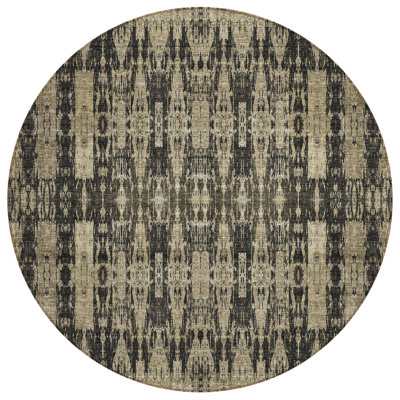 Tapis rond 8 po taupe et beige