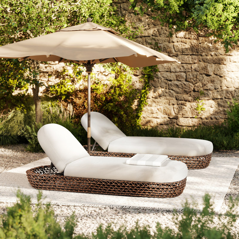 Demars 80.5" Sunbrella Upholstered Woven Patio Lounger