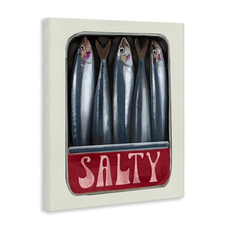 Art mural sur toile "Salty sardines can" par Daphne Polselli, H 40 po x l 30 po