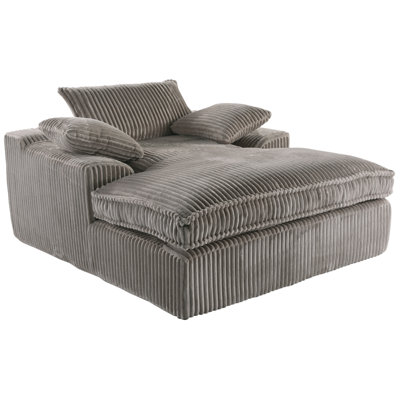 56’’ Corduroy Indoor Upholstered Chaise Lounge Chair Oversized Sleeper Sofa With 3 Pillows by Mercer41