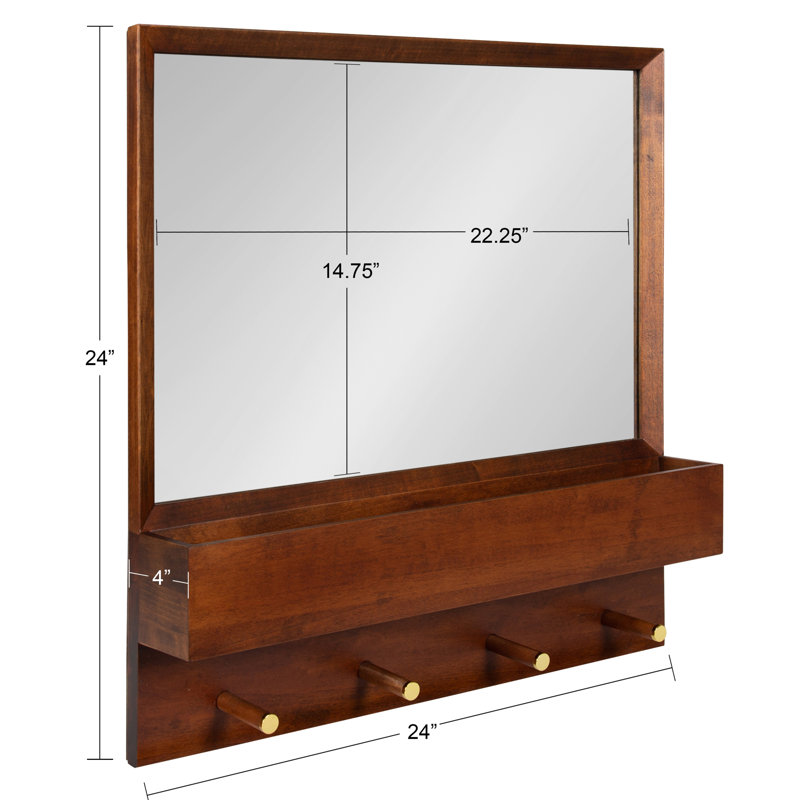 Jaela Wood Flat Mirror, 24" x 24", Walnut Brown
