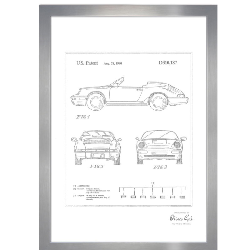 Porsche 911 1990 Print, Silver