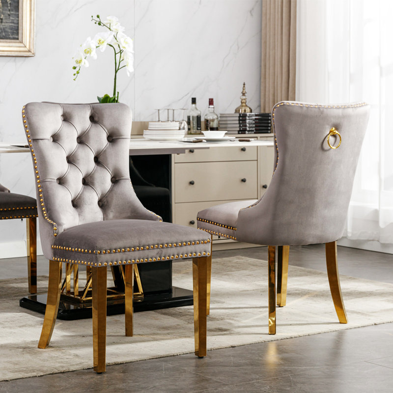 Chaise parsons Fioretto, Grey, Or