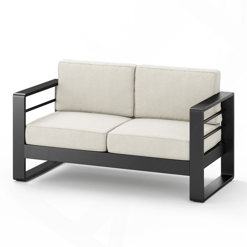 Causeuse, finition noire avec coussin beige