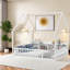 Lits avec rangement, lit double en bois, chambre pour enfants de ferme