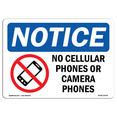 «No Cellular Phones» ou «Appareil photo» en aluminium 12 x 18
