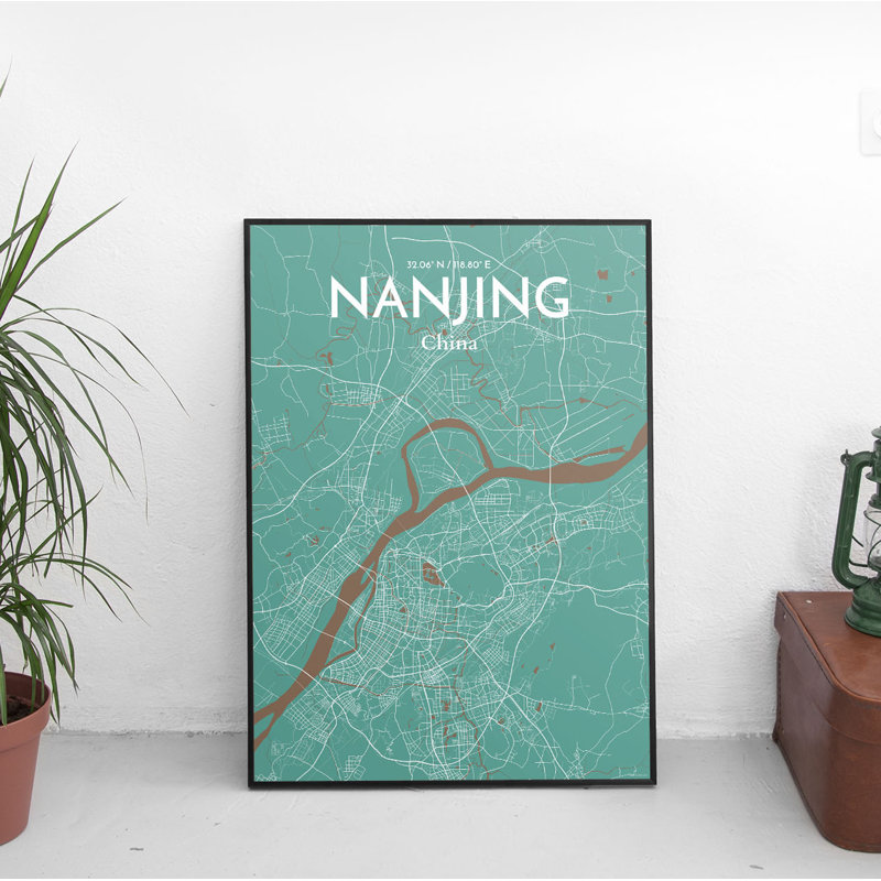 Nanjing City Map 1 Piece Wall Art, 91.4cm H x 61cm W x 0.13cm D