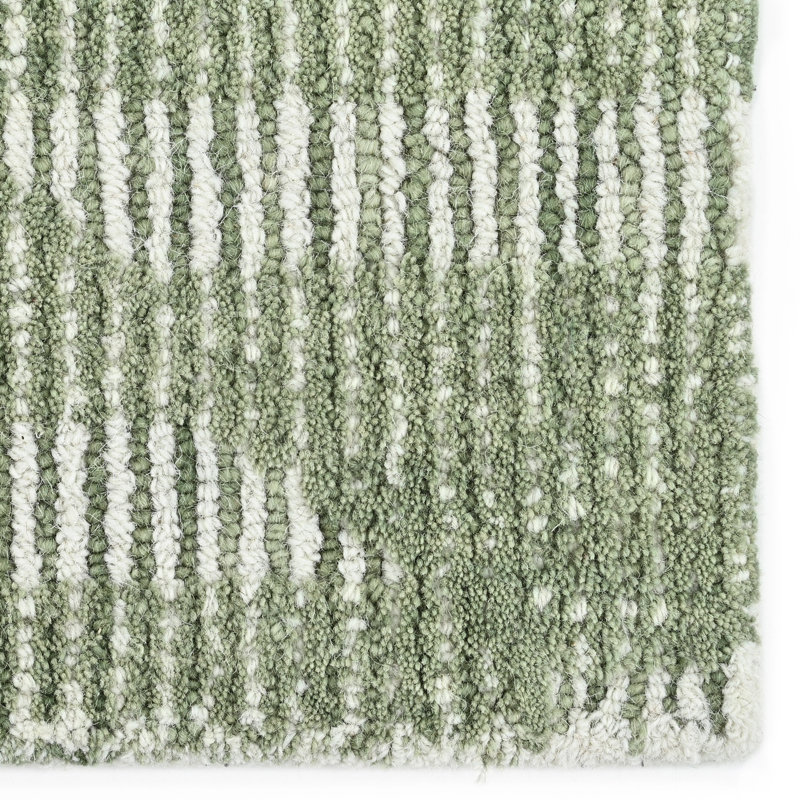 Hazen Hand Tufted Wool Geometric Area Rug in Green, Rectangle 7'6" x 9'6"