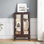 Vitrine avec portes en verre trempé, vitrine éclairée avec panneau arrière en miroir et tablettes réglables parfaites pour la maison ou le bureau (ampoule incluse)