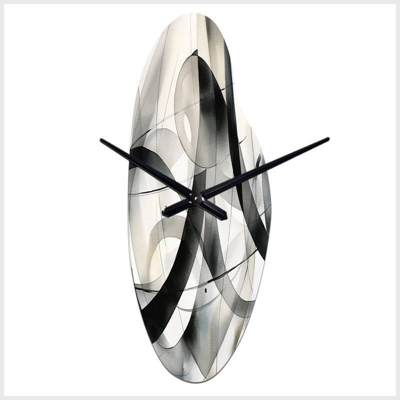 «Claybrooks Abstract Neutral XV», horloge murale géométrique asymétrique, Grand