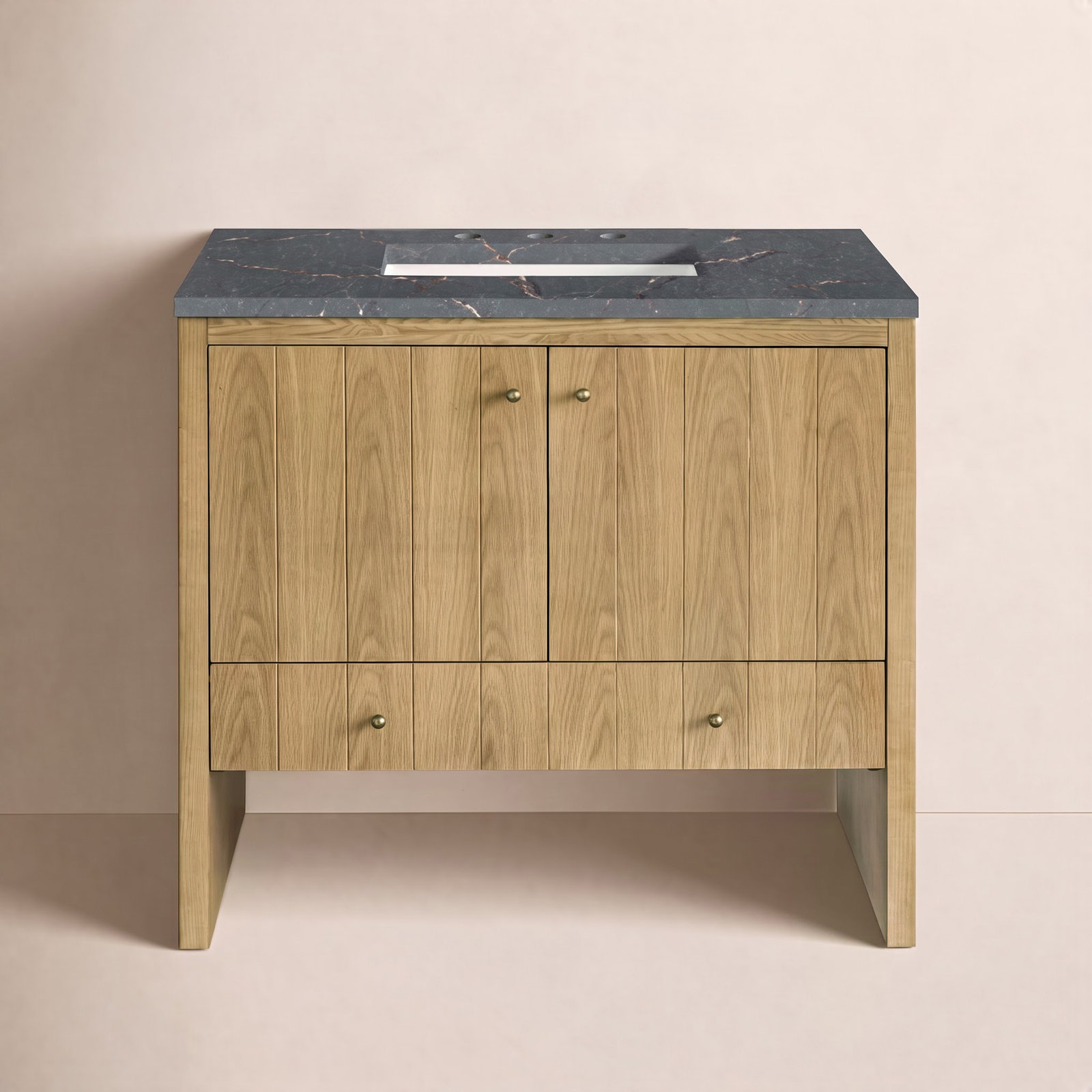 Hudson 36'' Single Bathroom Vanity, Light Natural Oak, Parisien Bleu, 8" Widespread